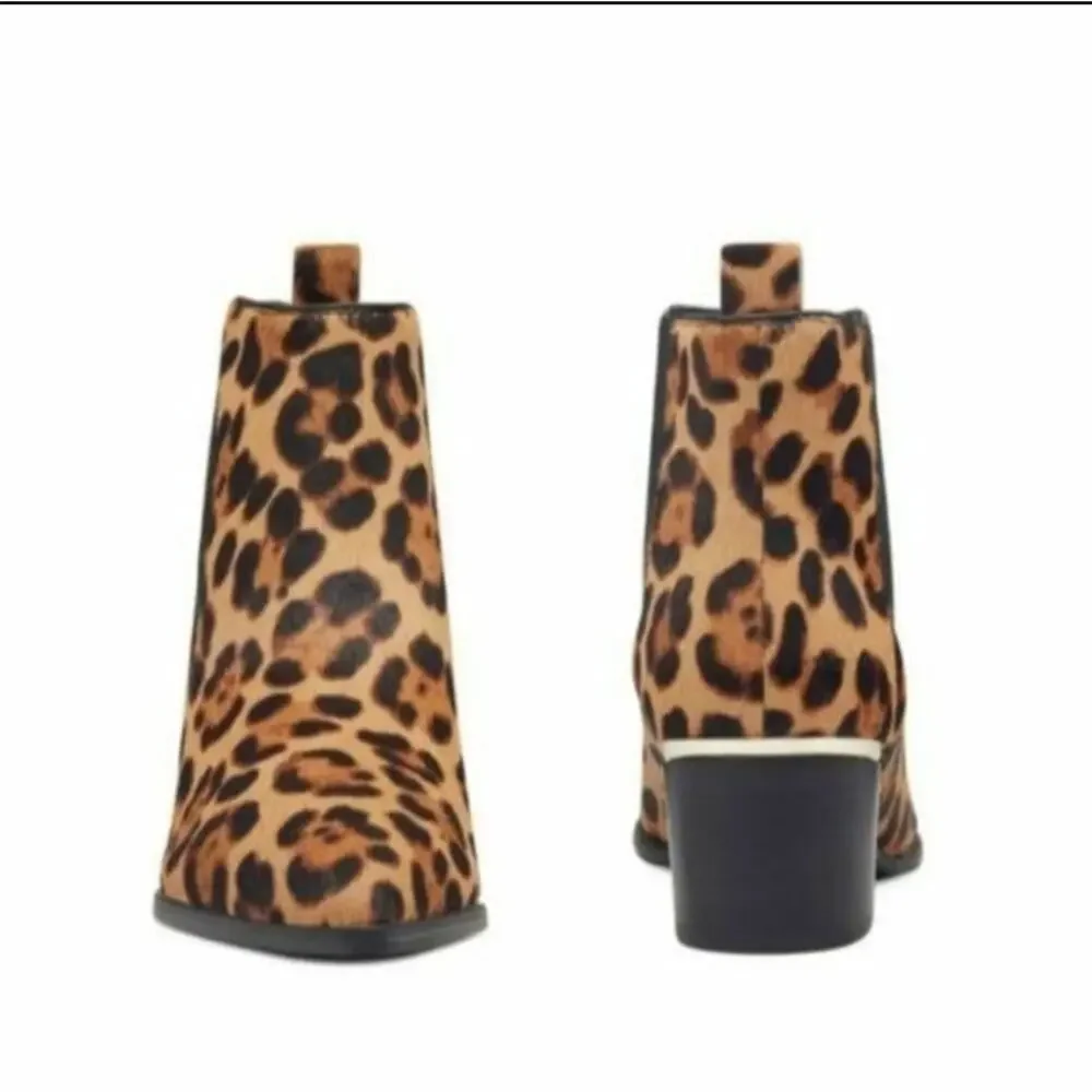 NEW Nine West Women's Honor Ankle Boot 6.5 Leopard Print Calf Hair Quiet Luxury - Picture 4 of 5